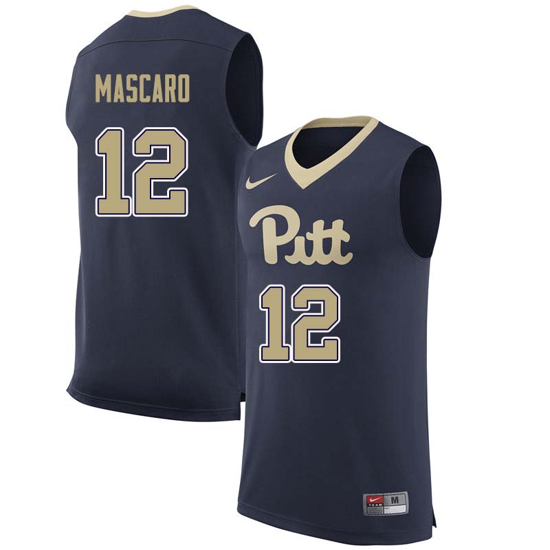 Men #12 Joe Mascaro Pittsburgh Panthers College Basketball Jerseys Sale-Navy